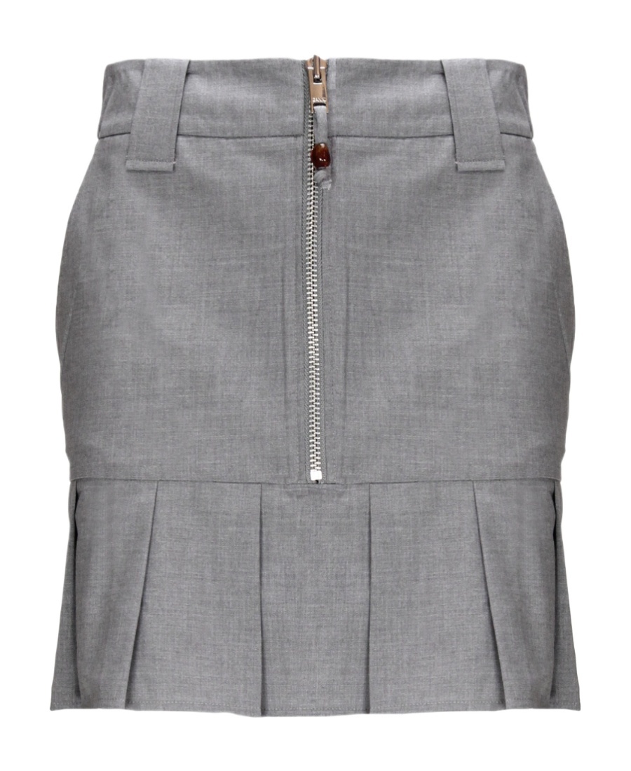 Ganni Draped Viscose Blend Mini Skirt In Gray