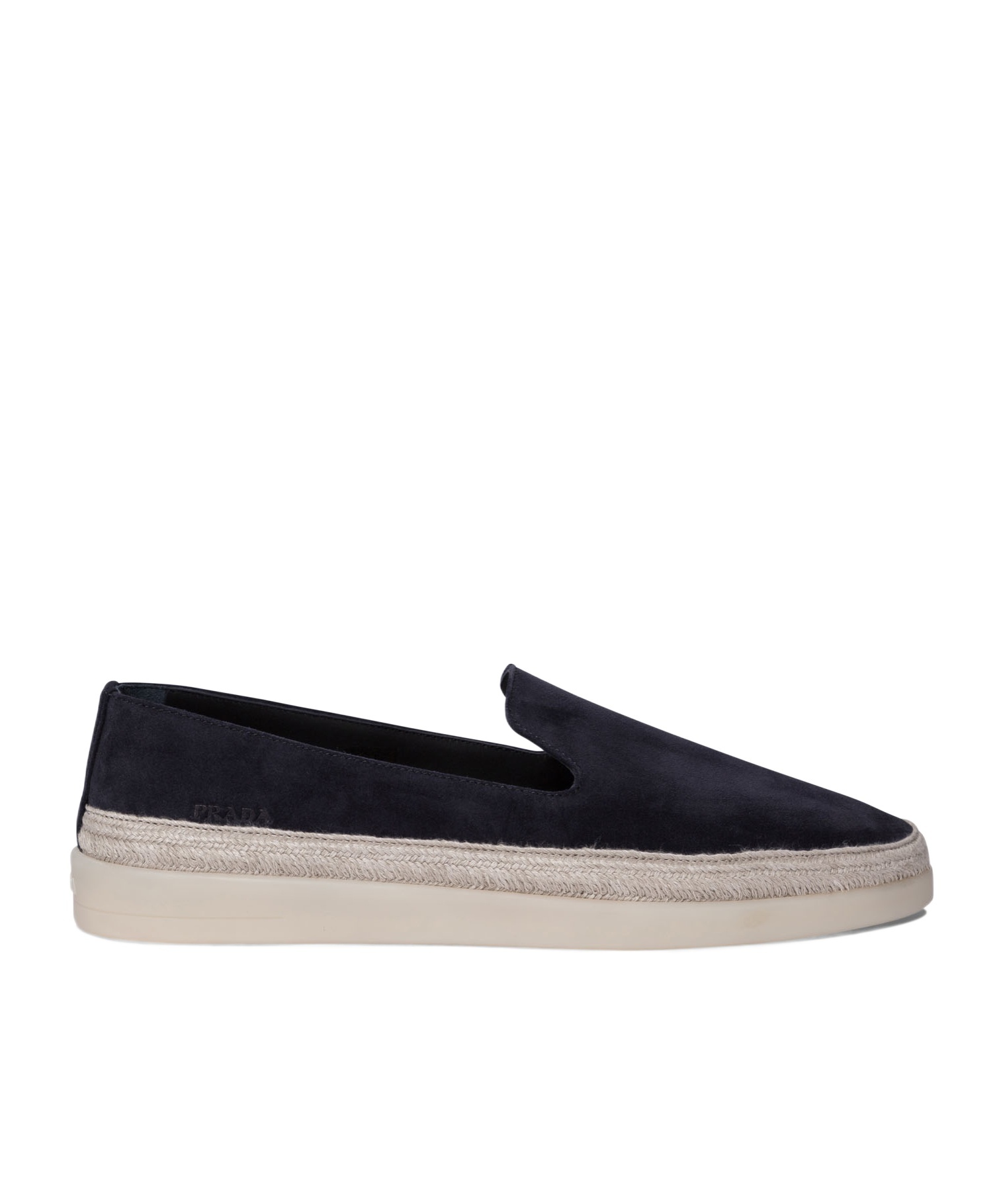 Prada Suede Loafers With Espadrille Sole And Round Toe In Blue