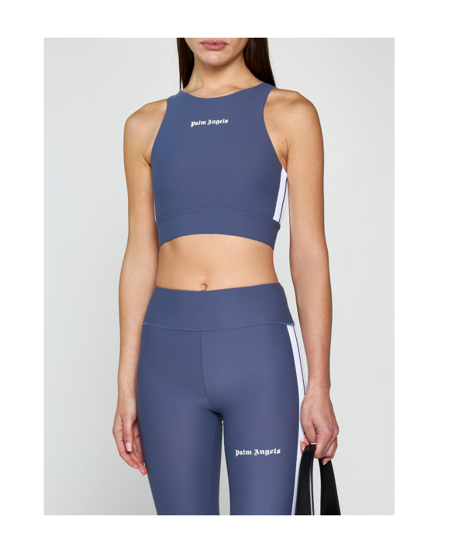 Palm Angels Logo-print Tank Top In Blue