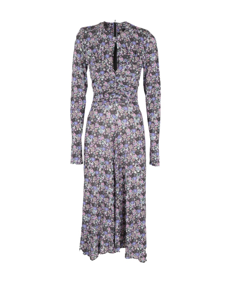 Isabel Marant Floral-print Long-sleeve Midi Dress In Gray