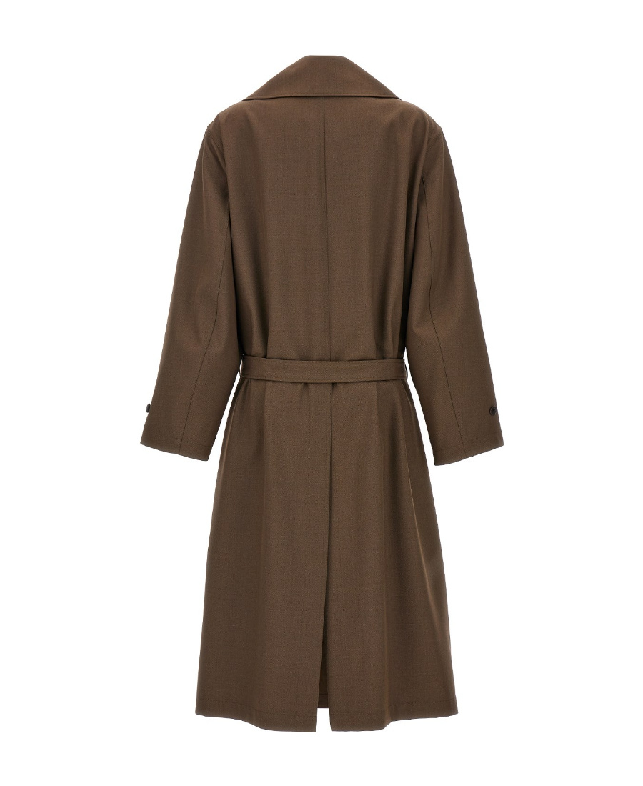 Lemaire Brown Double-breasted Trench Coat In Brown