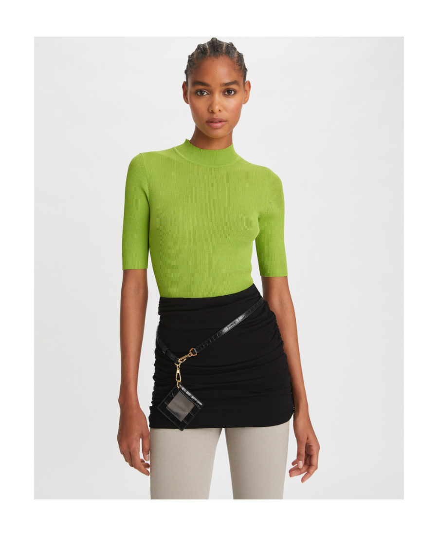 Tory Burch Ruched Viscose Miniskirt In Black