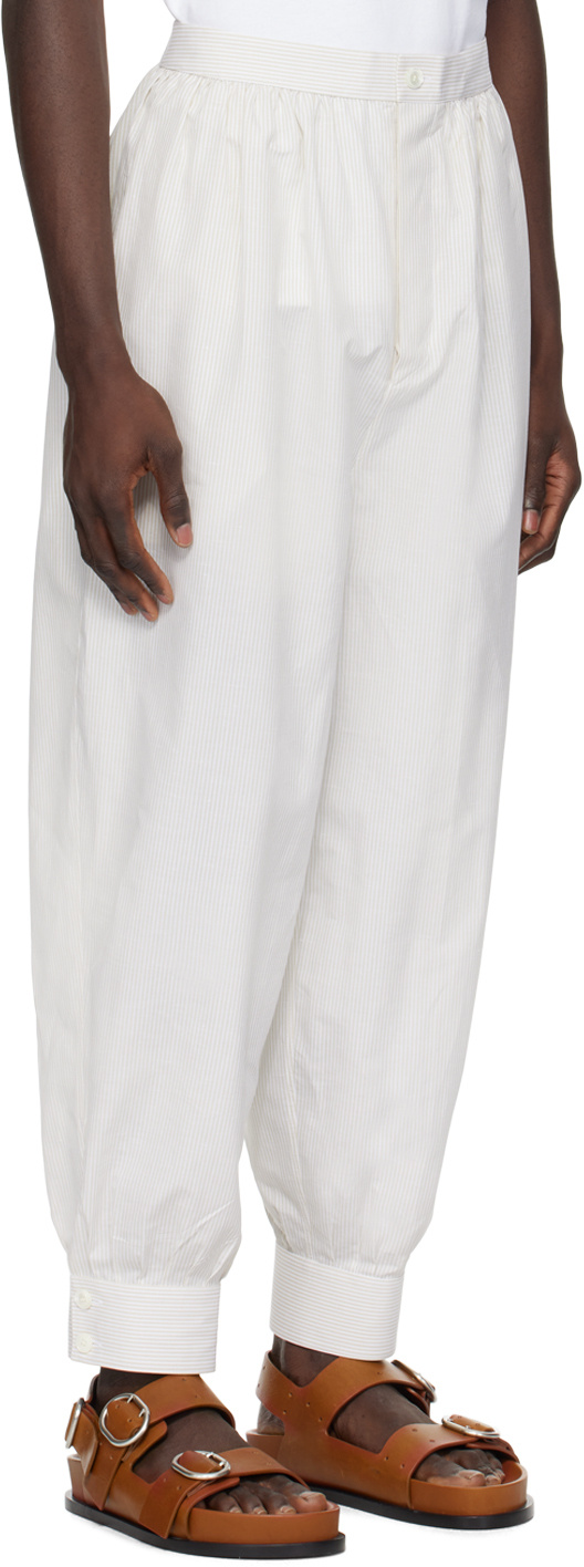 Hed Mayner White & Beige Striped Trousers In White