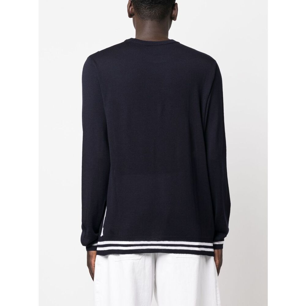 Balmain Monogram-print Merino Wool Jumper In Black