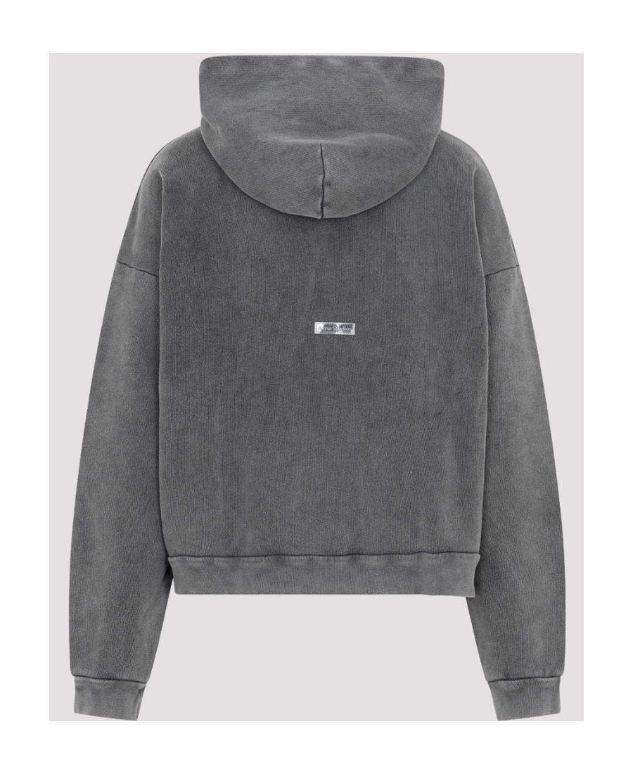 Acne Studios Logo Patch Cotton Hoodie In Gray