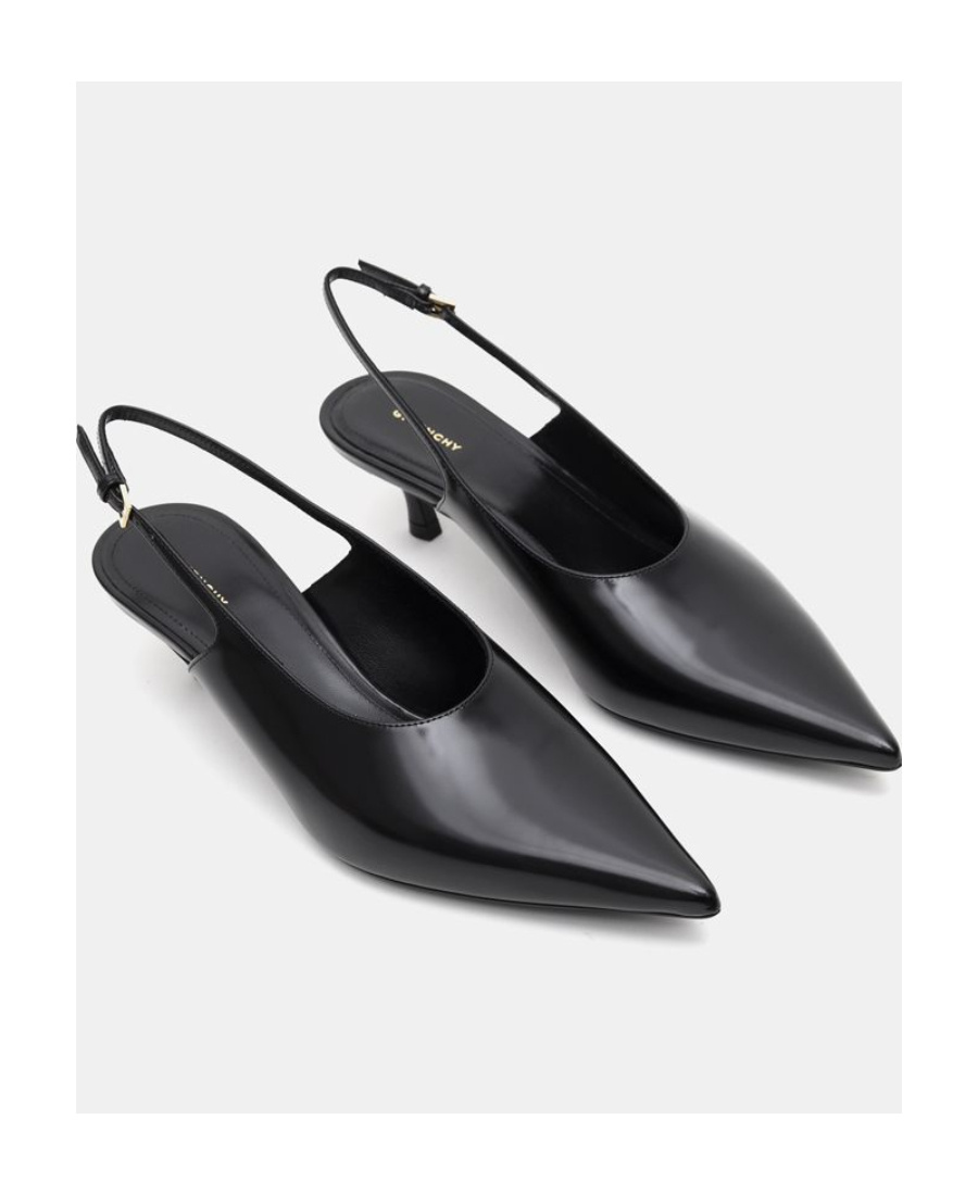 Givenchy Show Kitten-heel Slingback Leather Pumps In Black
