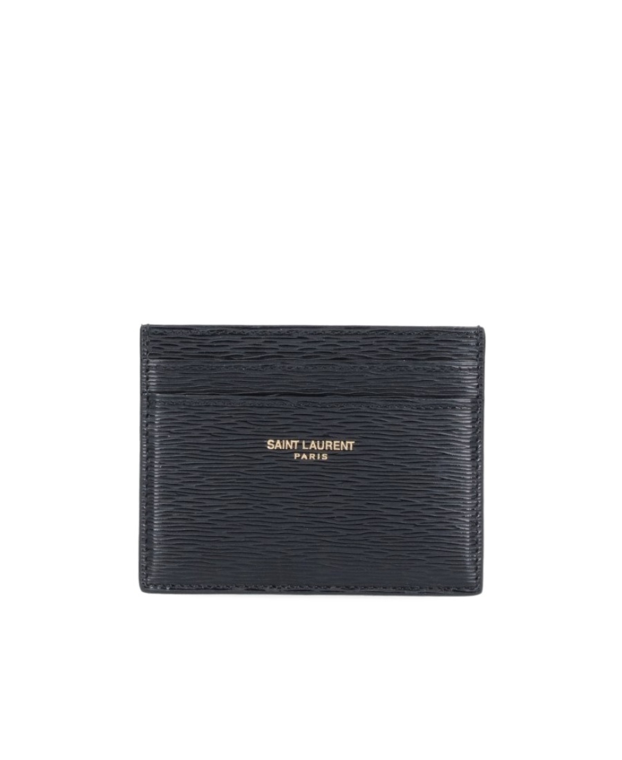 Saint Laurent Logo-print Leather Cardholder In Black