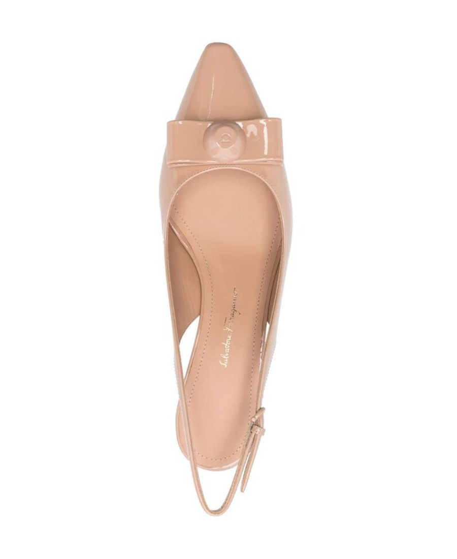 Ferragamo Logo Slack-heeled Heels In Nude