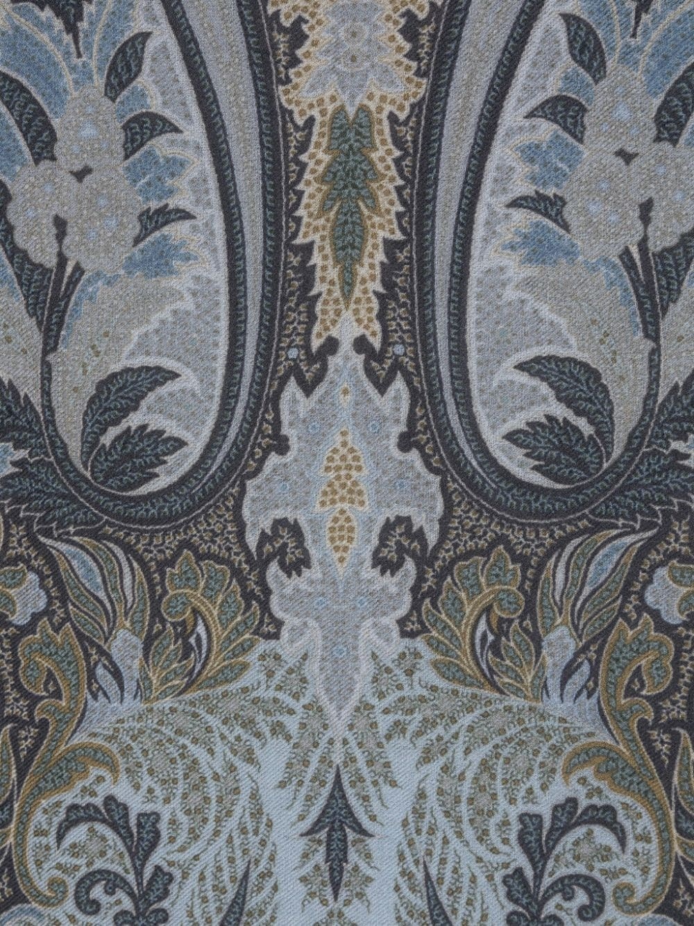 Etro Paisley Jacquard Frayed Edge Scarf In Gray