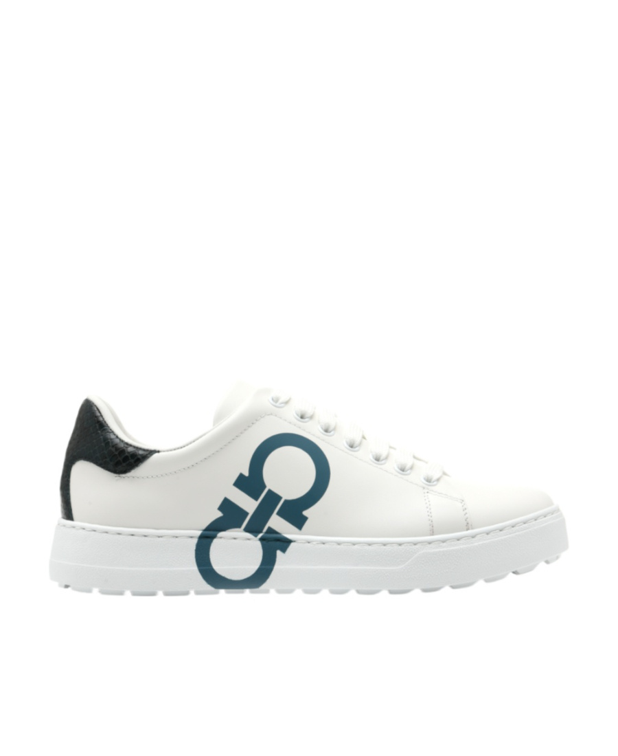 Ferragamo Gancini-print Low-top Sneakers In White