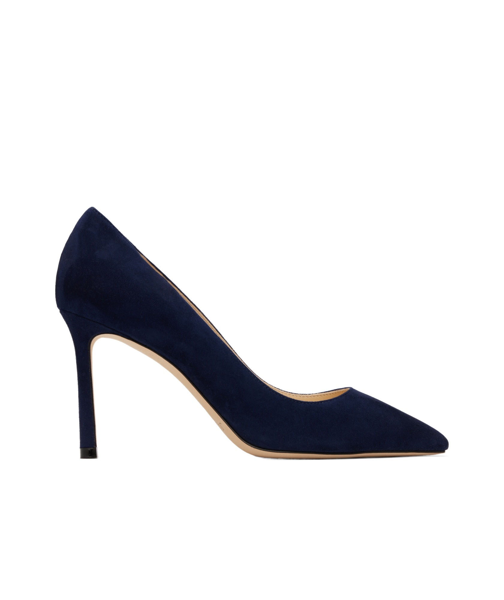 Jimmy Choo Logo Pointed High Heels In Navy Blue