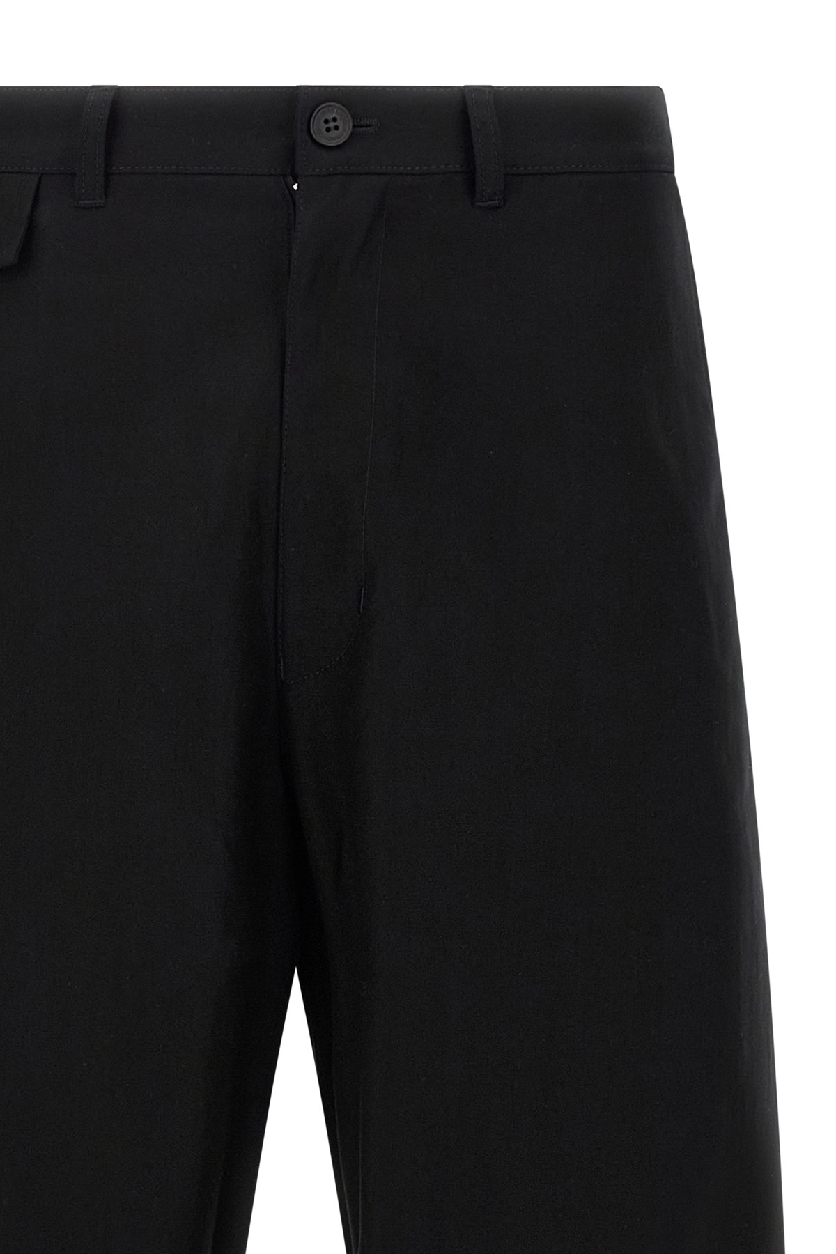 Comme Des Garçons Curved Leg Trousers With Knee Pincer Detail And Adjustable Back Strap In Black
