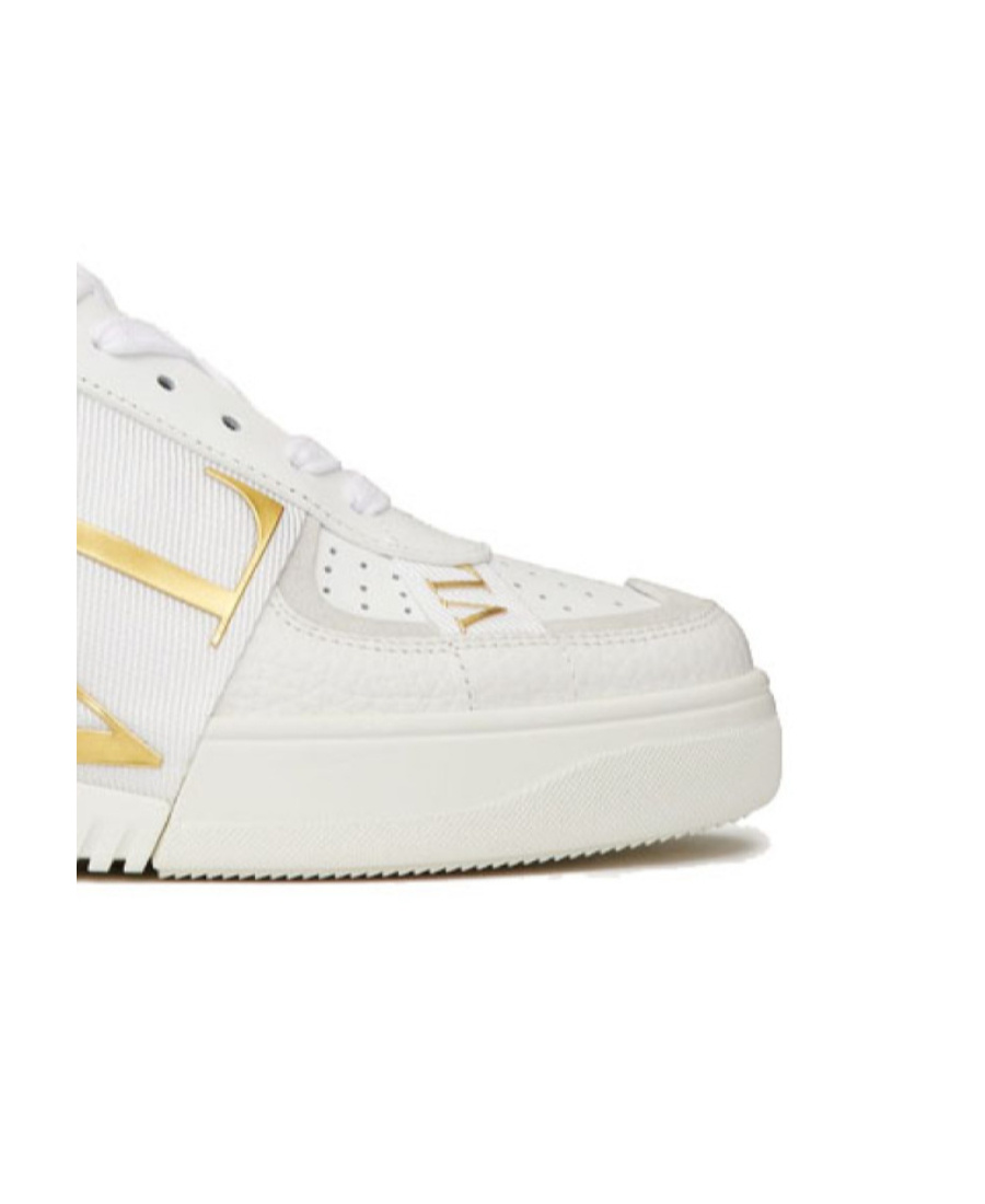 Shop Valentino Calfskin Vl7n Sneaker With Bands In White