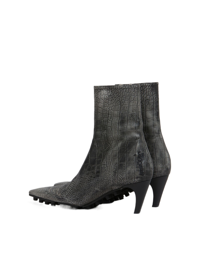 Marni Spike Crocodile-effect Leather Boots In Black
