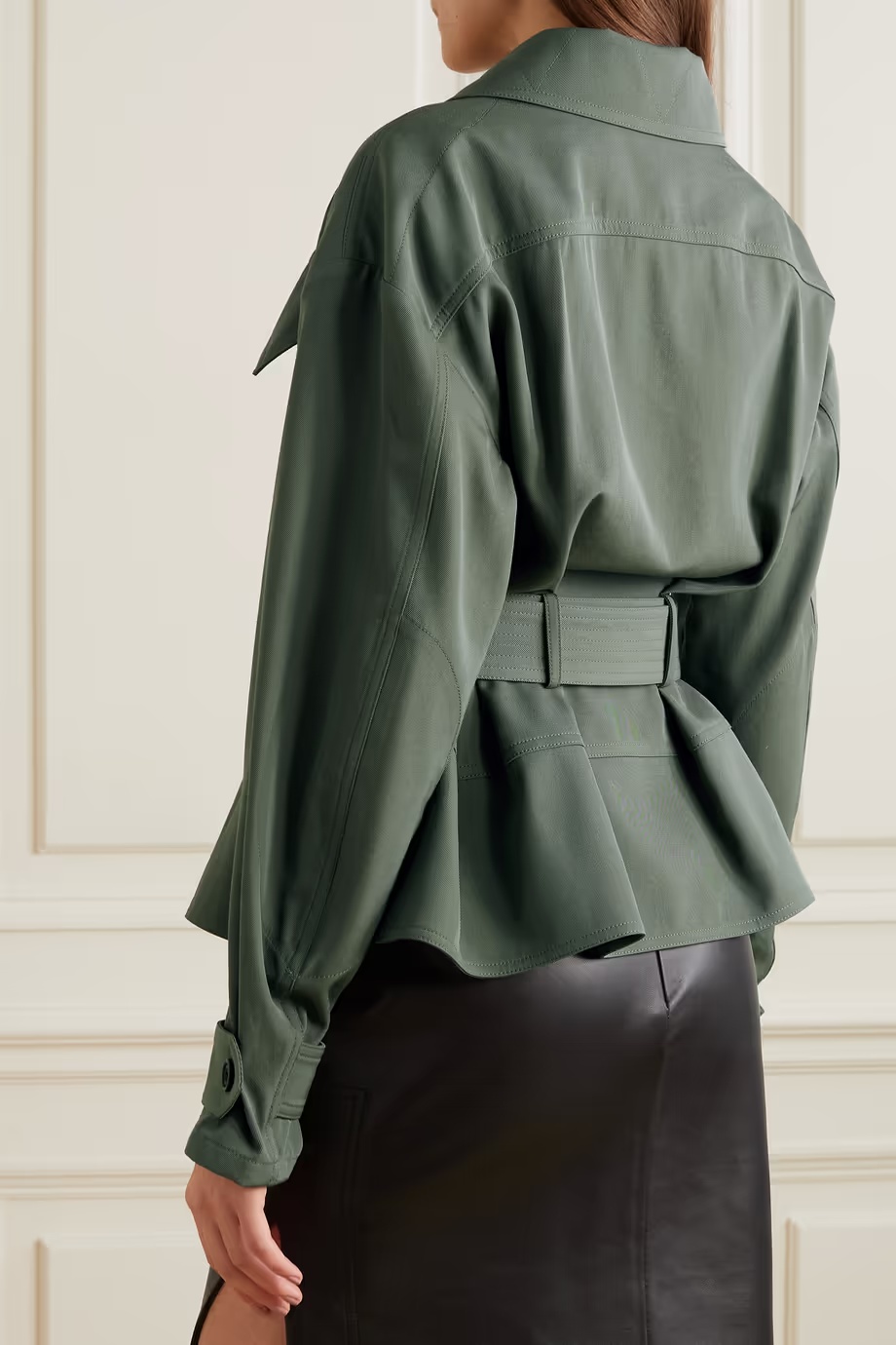 Alexander Mcqueen Belted Peplum Jacket In Green