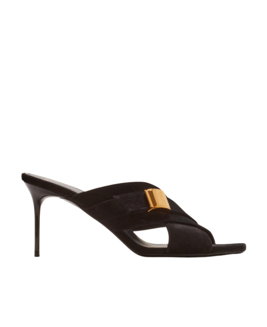 Balmain Square-headed High-heeled Sandals In Black