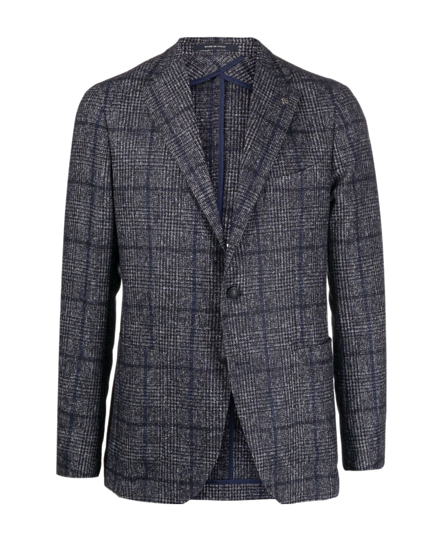 Tagliatore Checkered Suit Jacket In Black