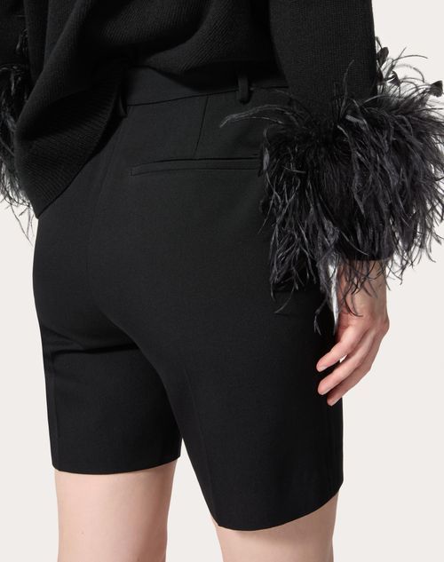 Valentino Garavani Midnight Blue Stretch Cotton Bermuda Shorts In Black