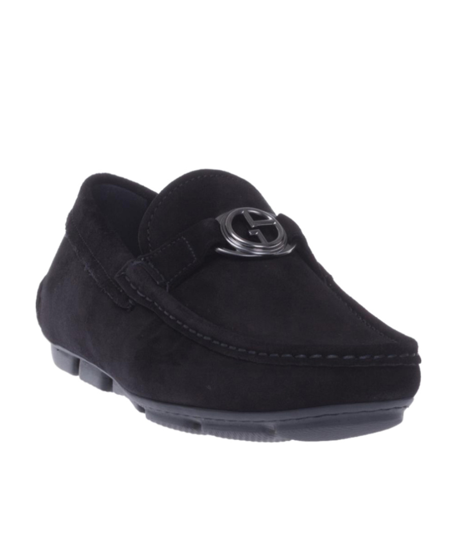 Giorgio Armani Buckle Business Casual Shoes In Black