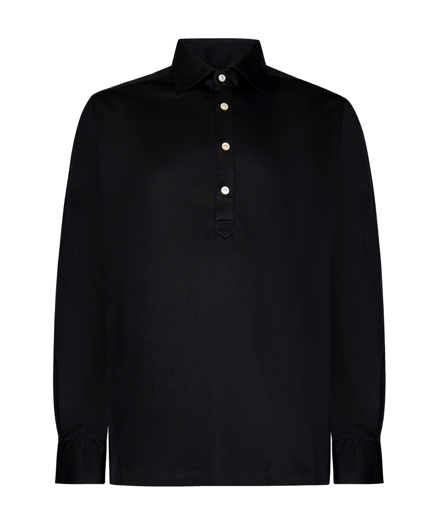 Shop Kiton Long-sleeved Polo Shirt In Black