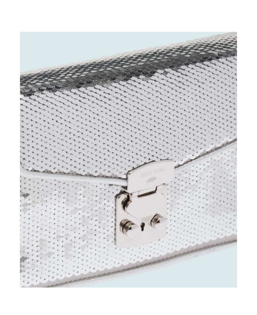 Miu Miu Confidential Sequin-embellished Leather Bag In Gray