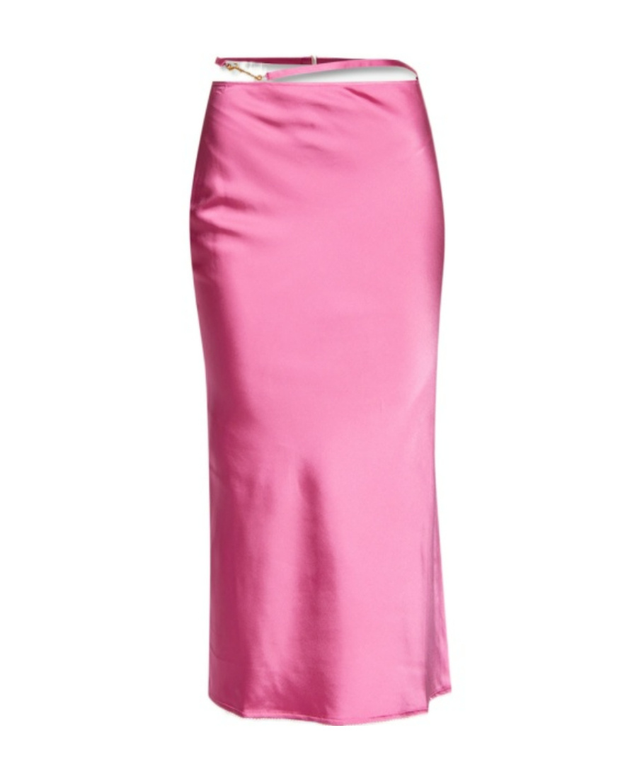 Jacquemus Logo-plaque Strap-detail Skirt In Pink
