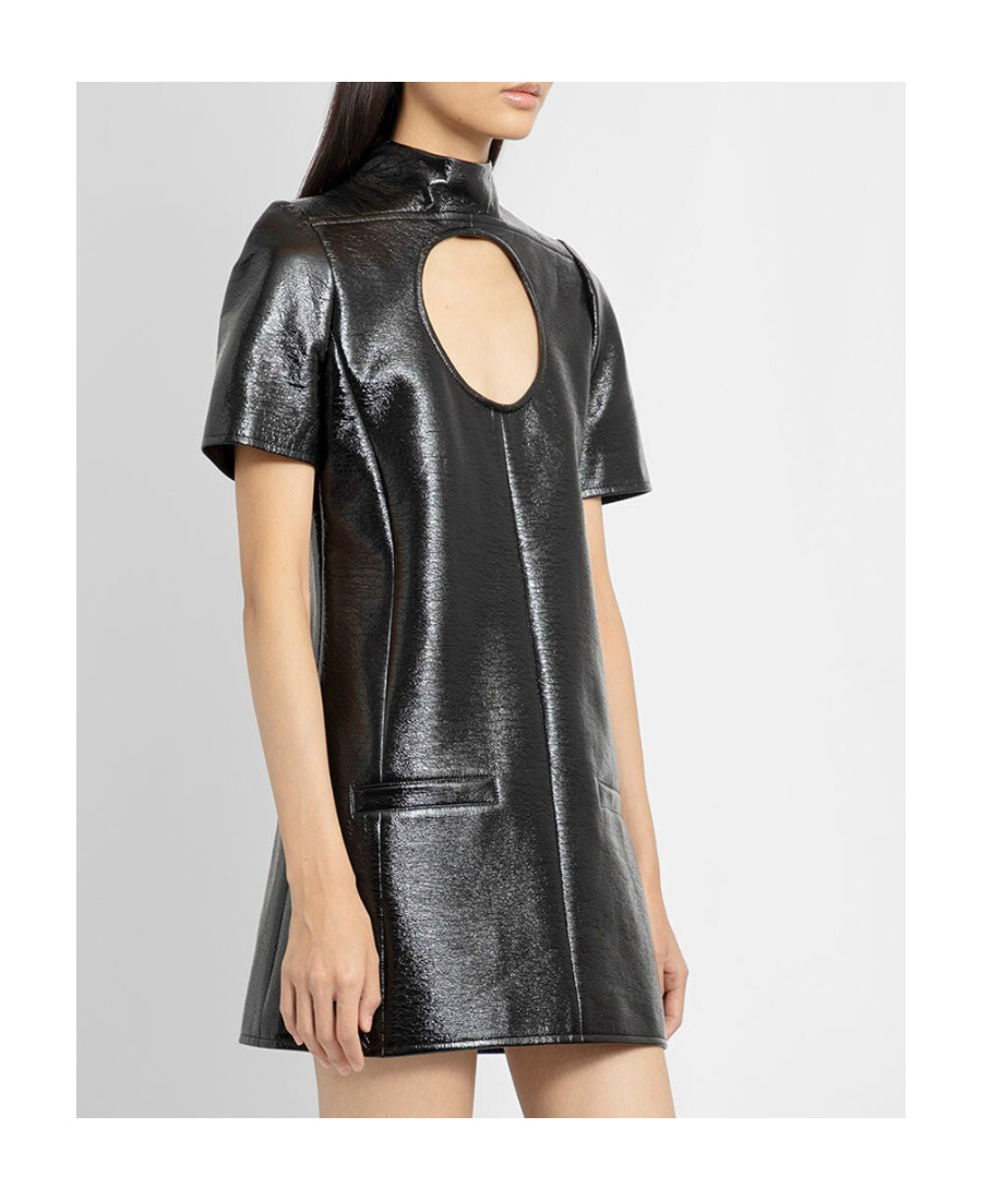 Courrèges Cut-out Polished-finish Minidress In Black