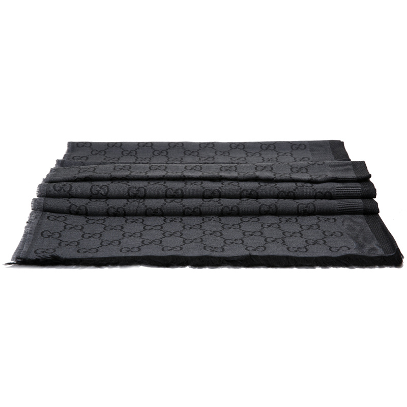 Shop Gucci Tassel Hem Wool Scarf In Black