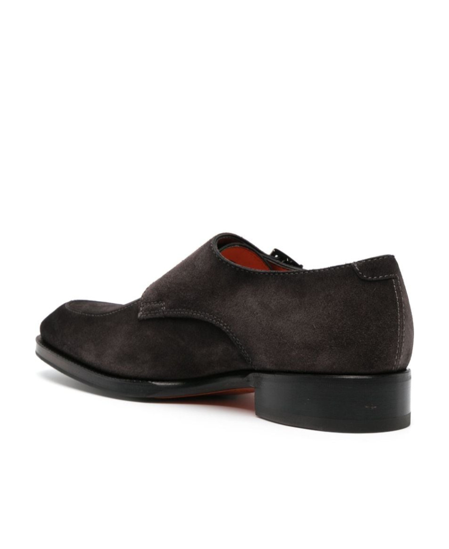 Santoni Man Loafers Cocoa Size 8 Soft Leather In Black