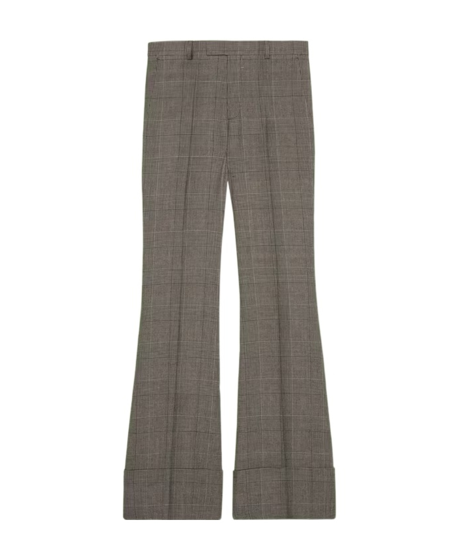 Gucci Prince Of Walles Check Flared Trousers In Gray