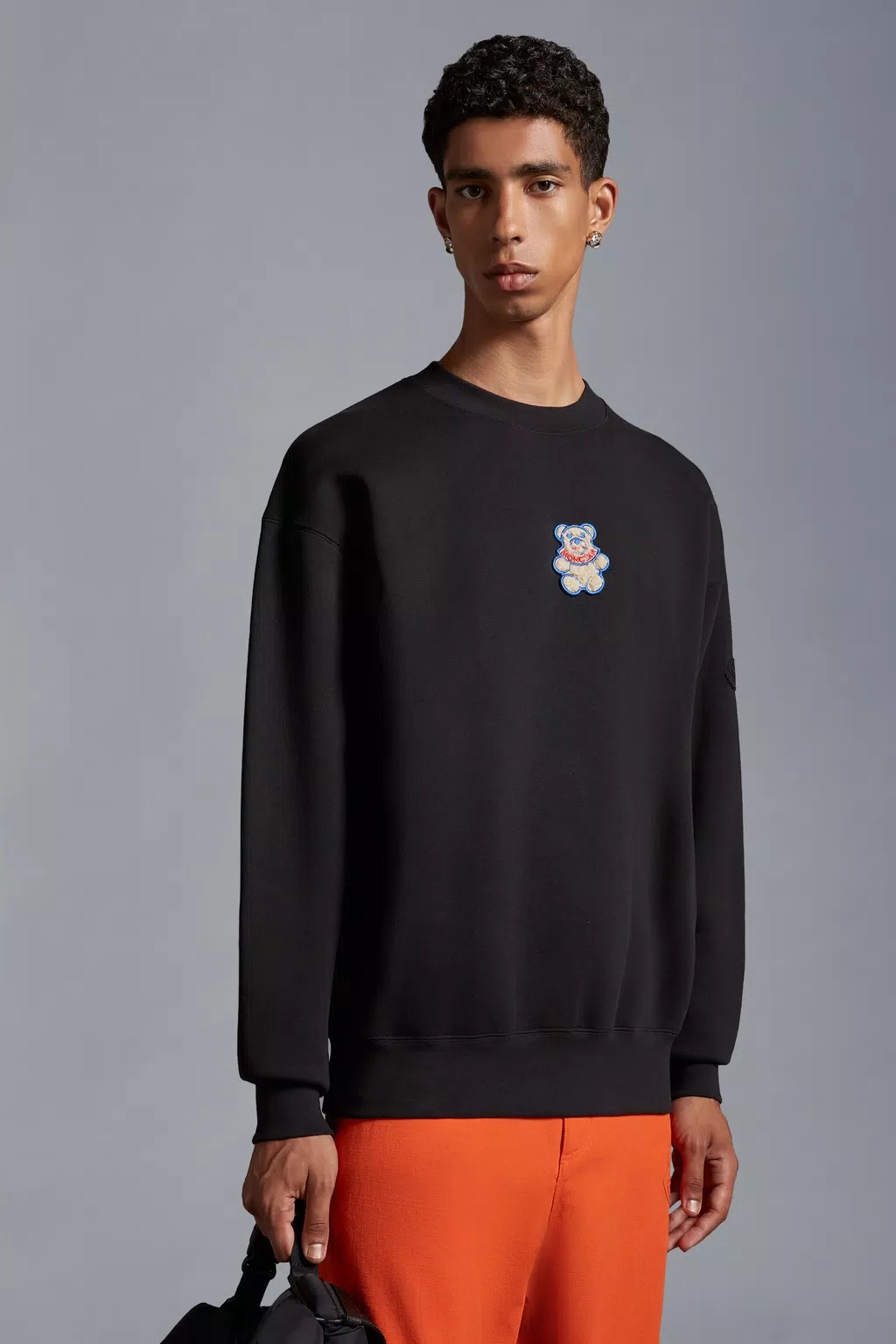 Moncler Logo-patch Cotton Sweatshirt In Black