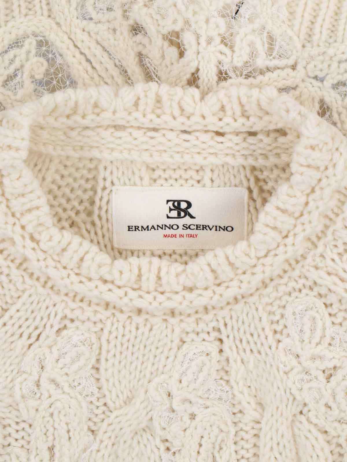 Ermanno Scervino Knitwear With Crewneck And Asymmetric Hem In Brown