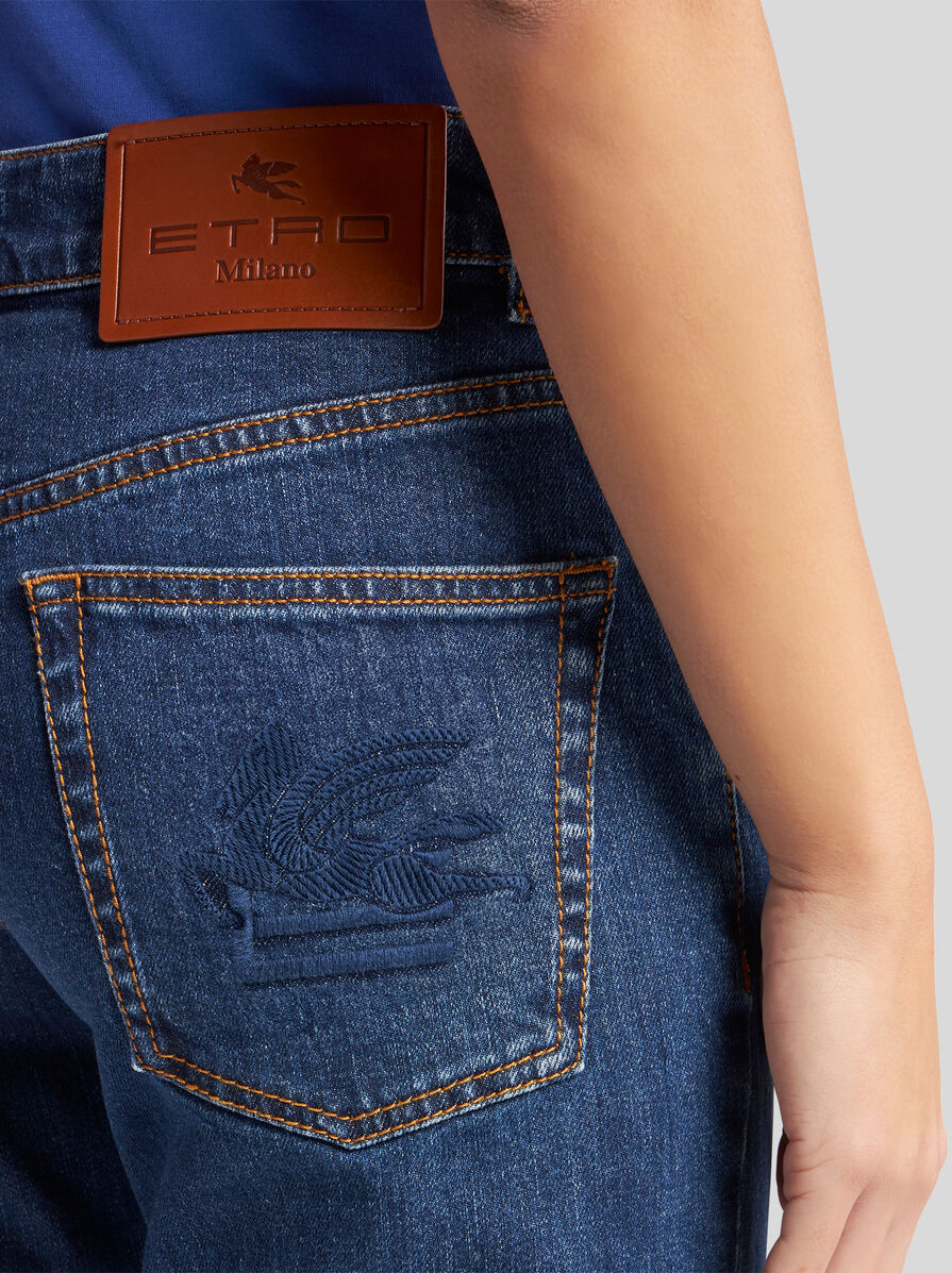 Etro Jeans With Embroidered Rear Logo In Blue