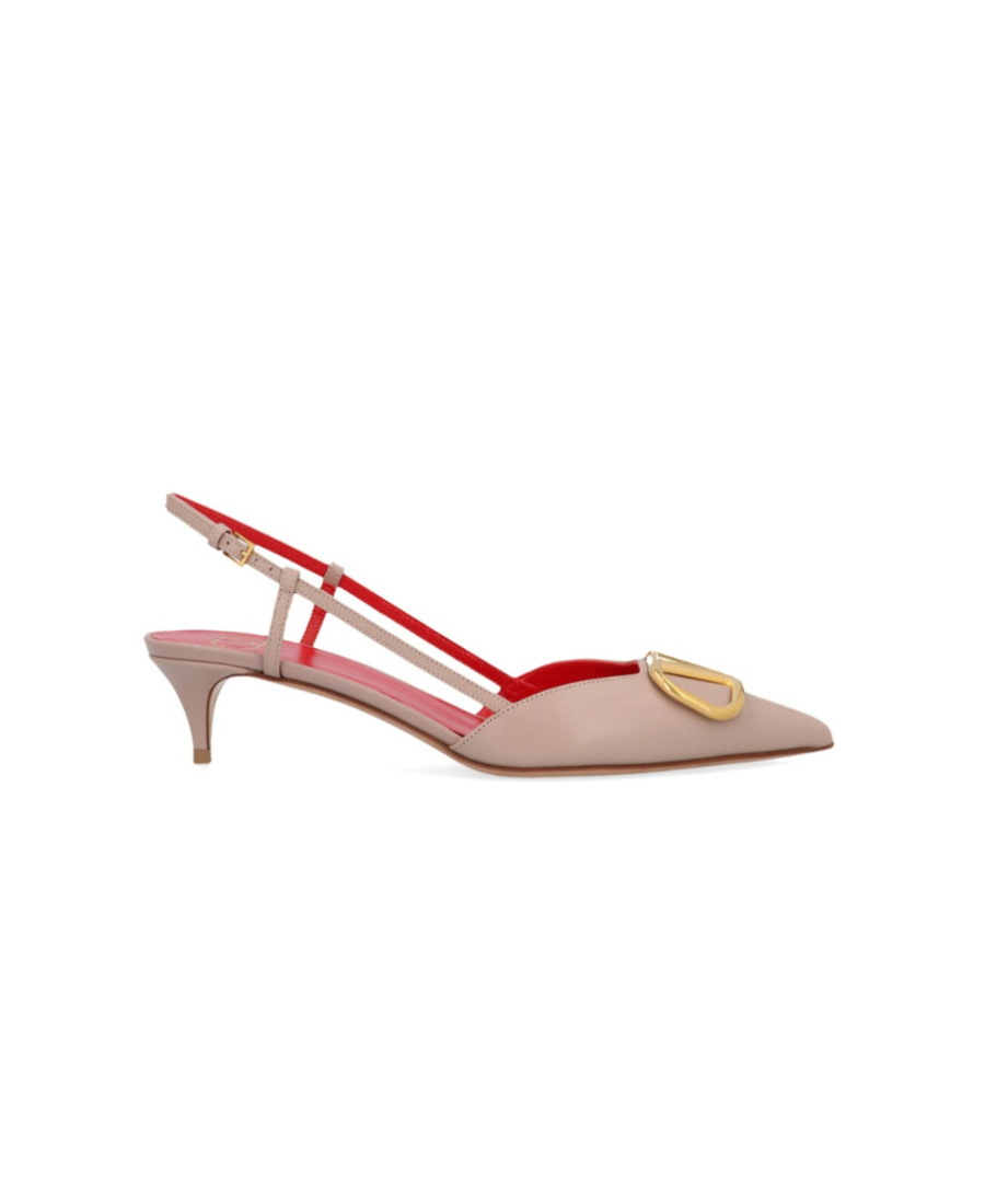 Shop Valentino Vlogo Signature Calfskin Slingback Pump 40mm In Nude