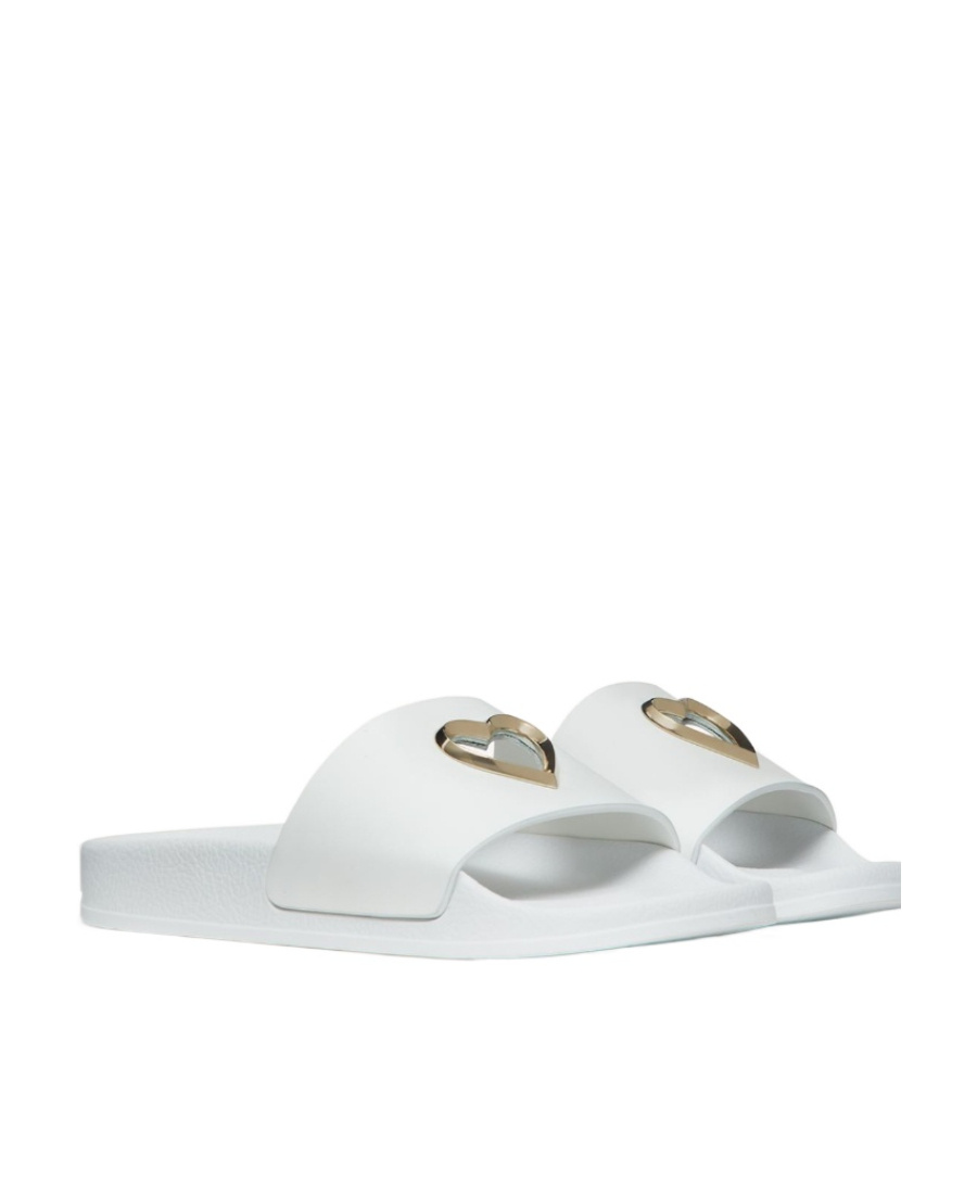 Red Valentino Metal Heart Shaped Flip-flops In White