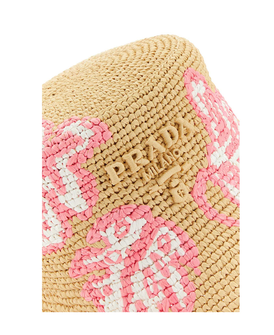 Prada Crochet Floral-embroidery Bucket Hat In Neutral