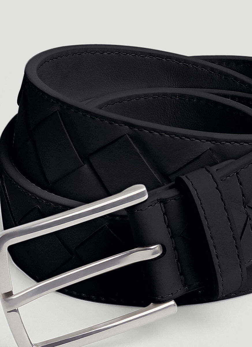 Bottega Veneta Interwoven-design Buckle-fastening Belt In Black