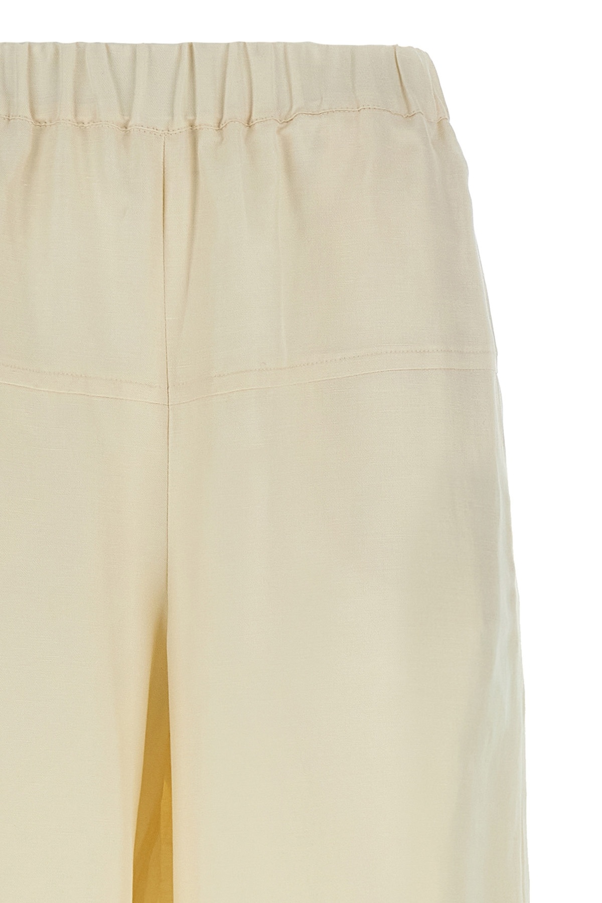 Max Mara Elastic Waistband Lightweight Wide Leg Trousers In Nude