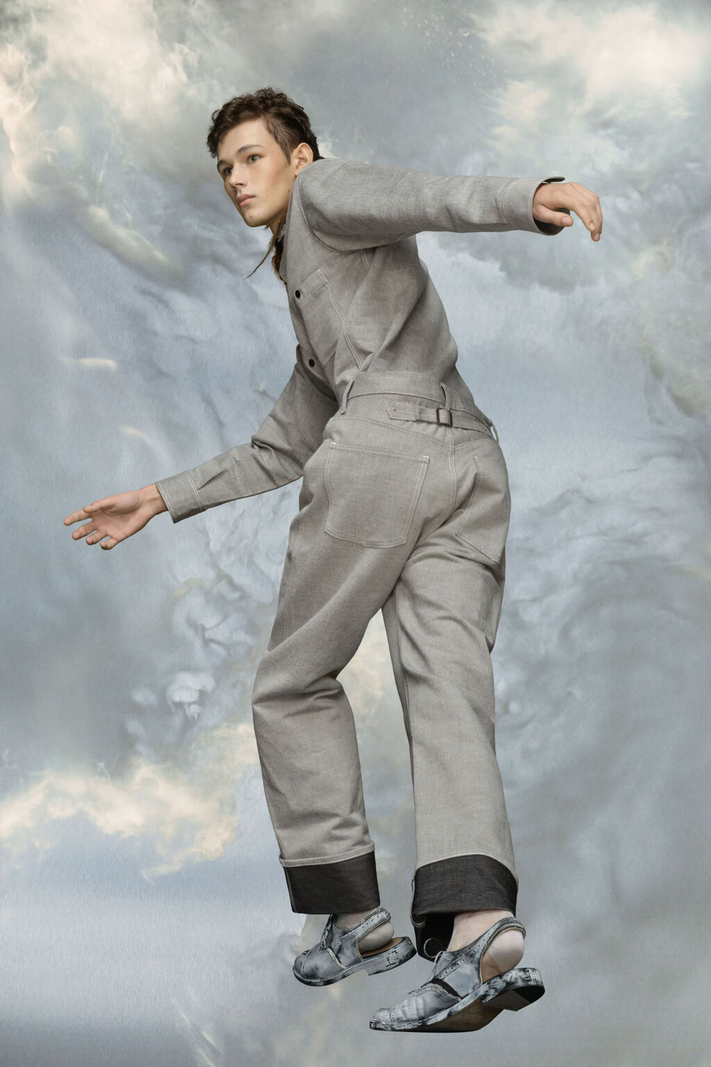 Maison Margiela Denim Jeans With Wide Leg And Pockets In Gray