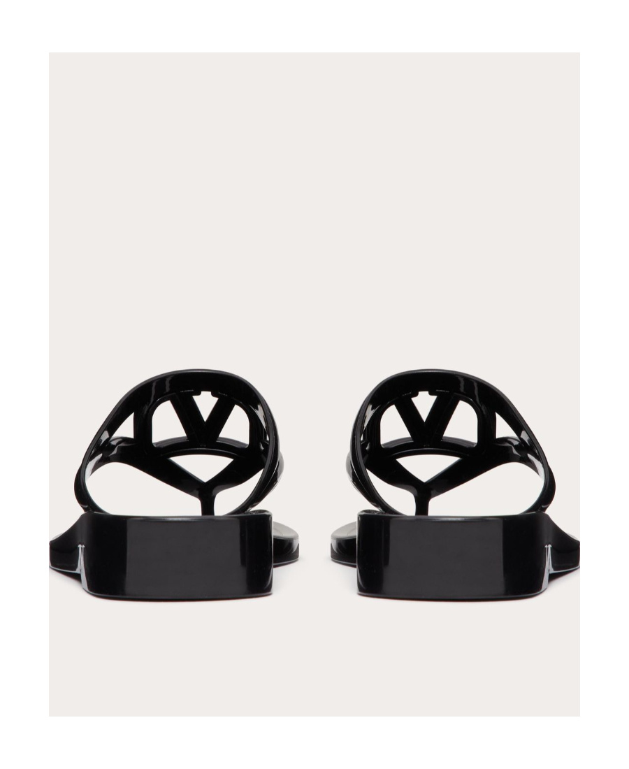 Valentino Vlogo Signature Rubber Thong Sandal In Black