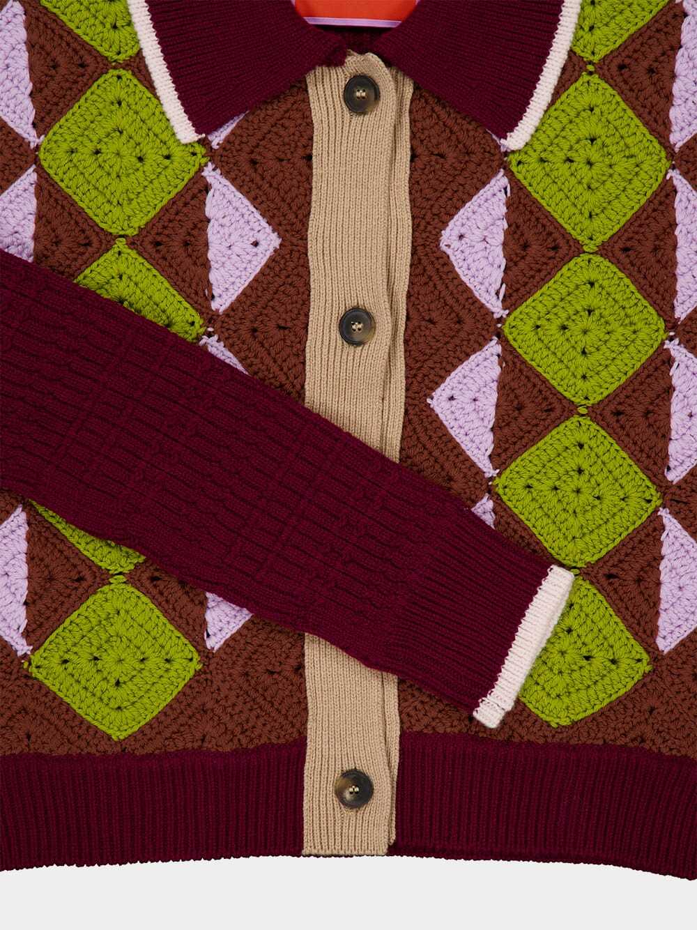 La Doublej Crochet-panel Button-fastening Cardigan In Brown