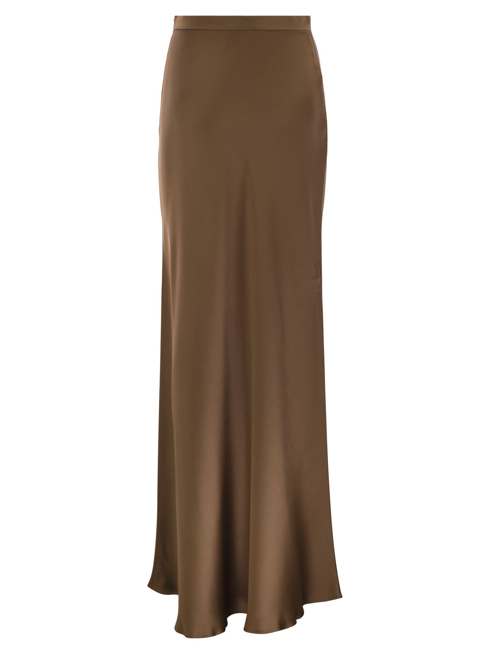 Max Mara Studio Satin Midi Skirt In Brown