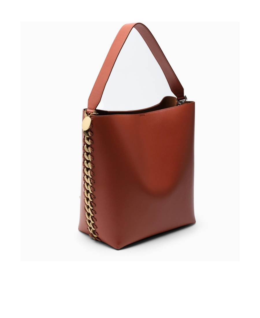 Stella Mccartney Chain Link Open Top Shoulder Bag In Brown
