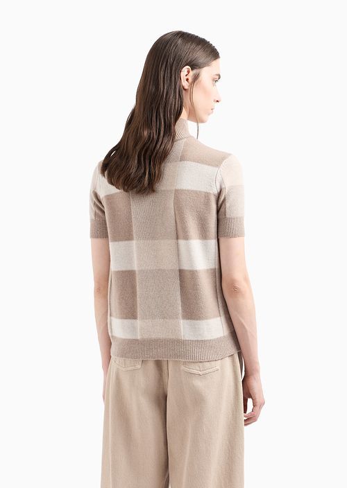 EMPORIO ARMANI MOCK-NECK CHECK-PATTERN SWEATER