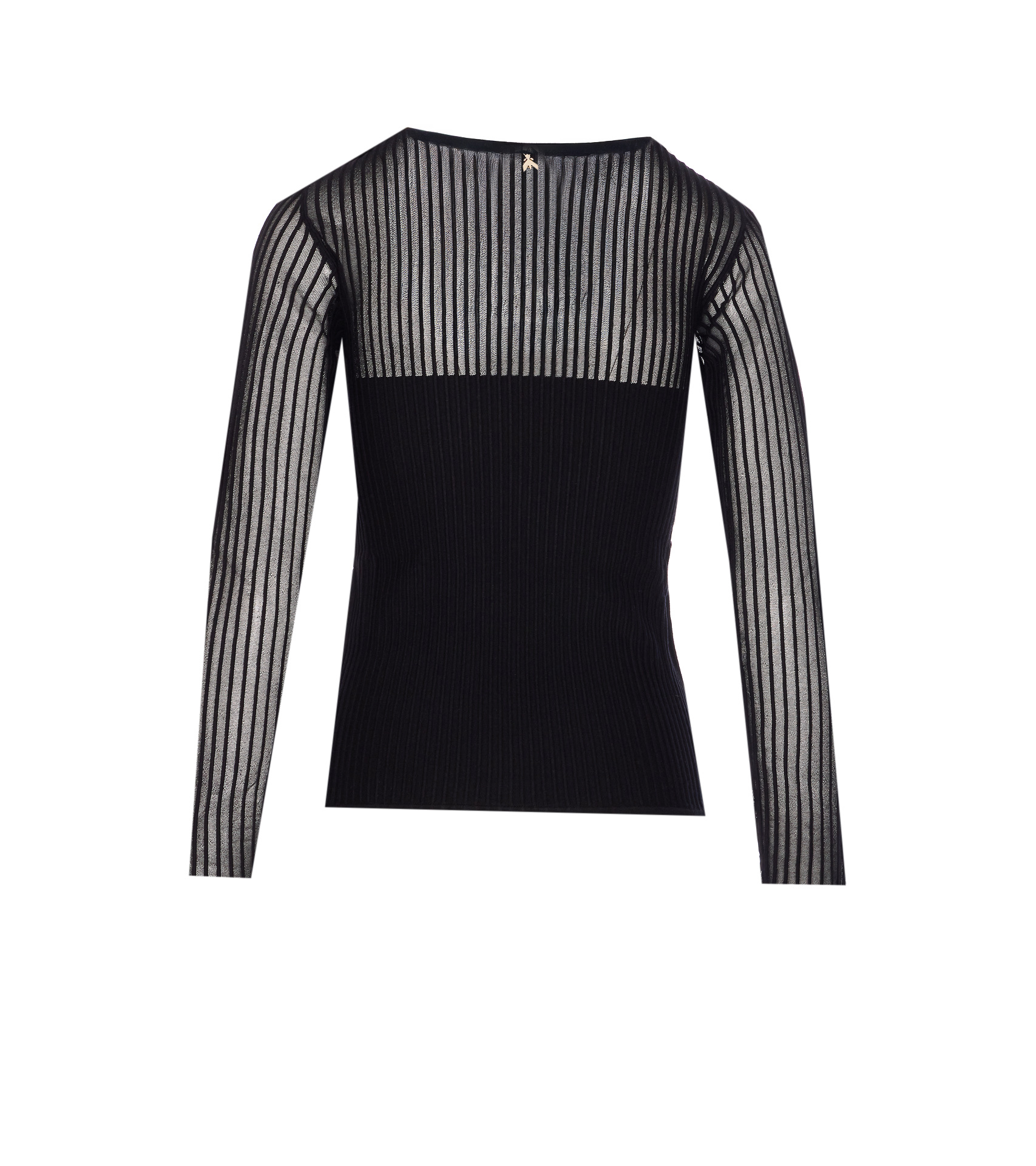 Patrizia Pepe Ribbed Transparent Knitwear In Black