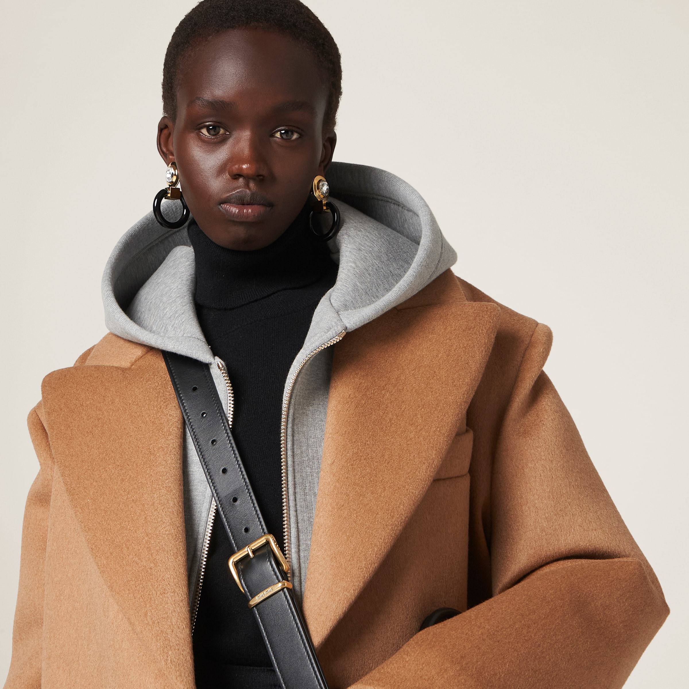 Miu Miu Double-breasted Camel Hair Coat In Brown