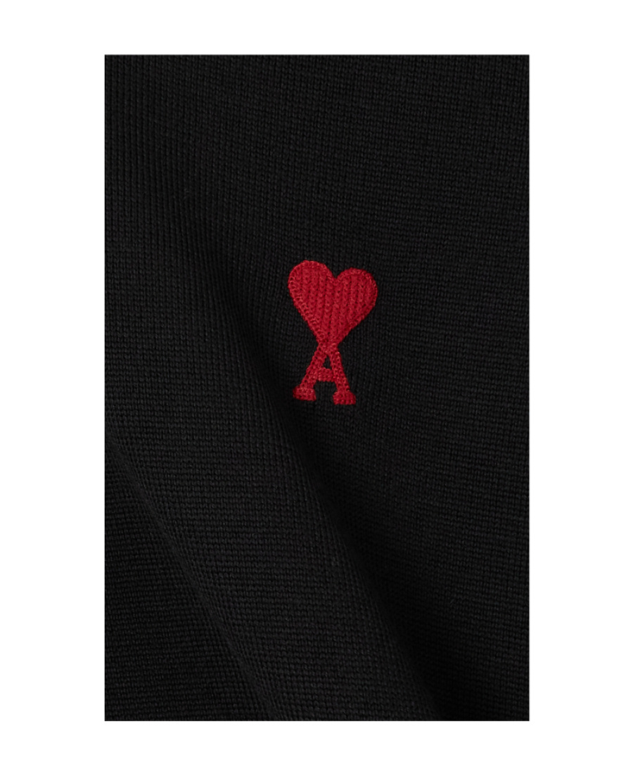Shop Ami Alexandre Mattiussi Ami Paris Logo Embroidered Crewneck Jumper In Black