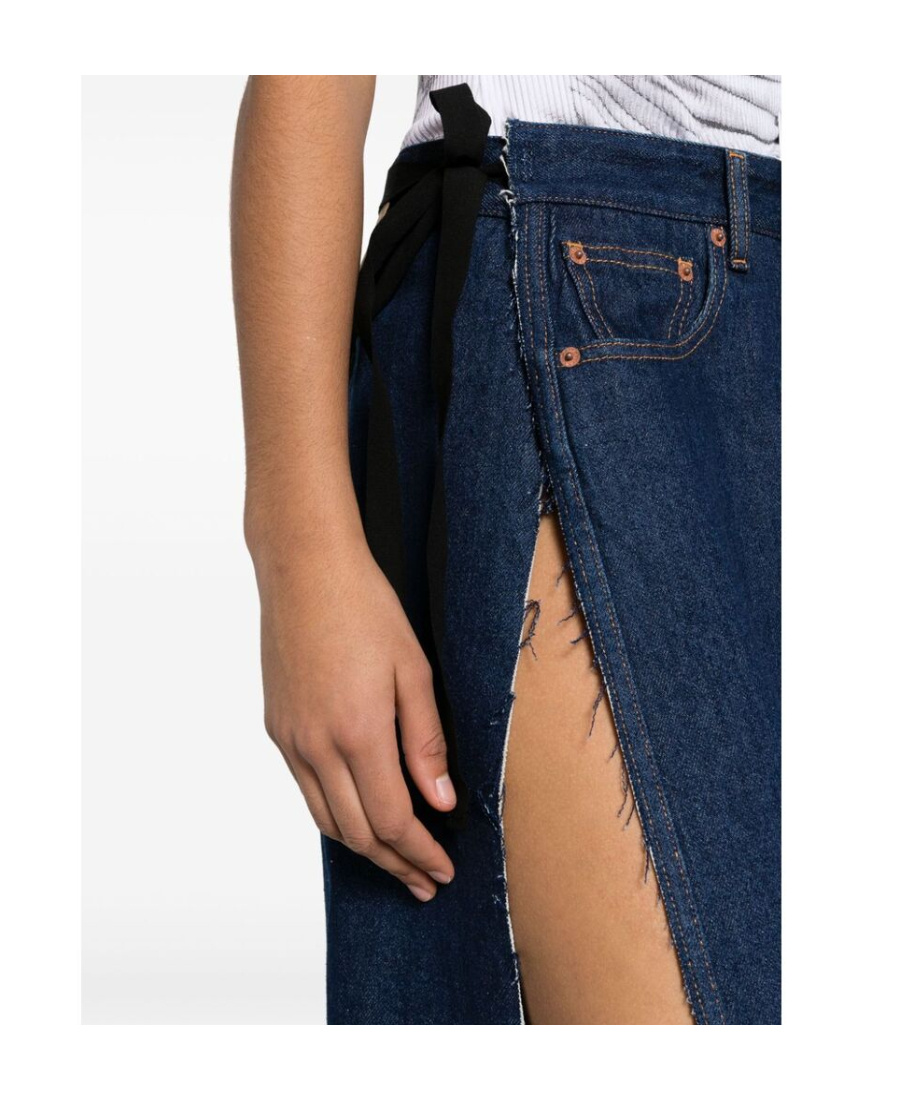 MM6 MAISON MARGIELA DENIM WRAP MIDI SKIRT