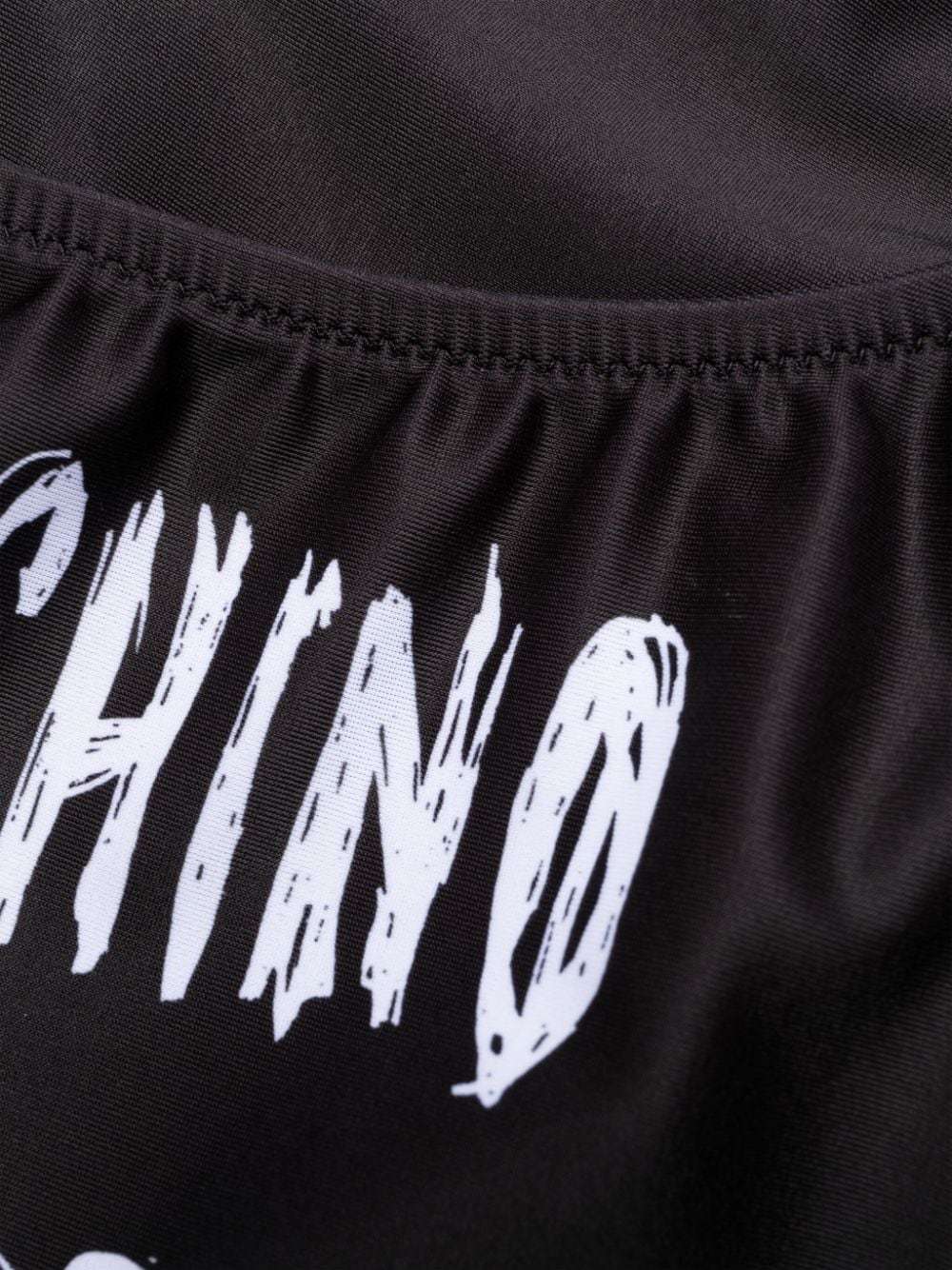 Moschino Logo Lycra One Piece Swimsuit In Black