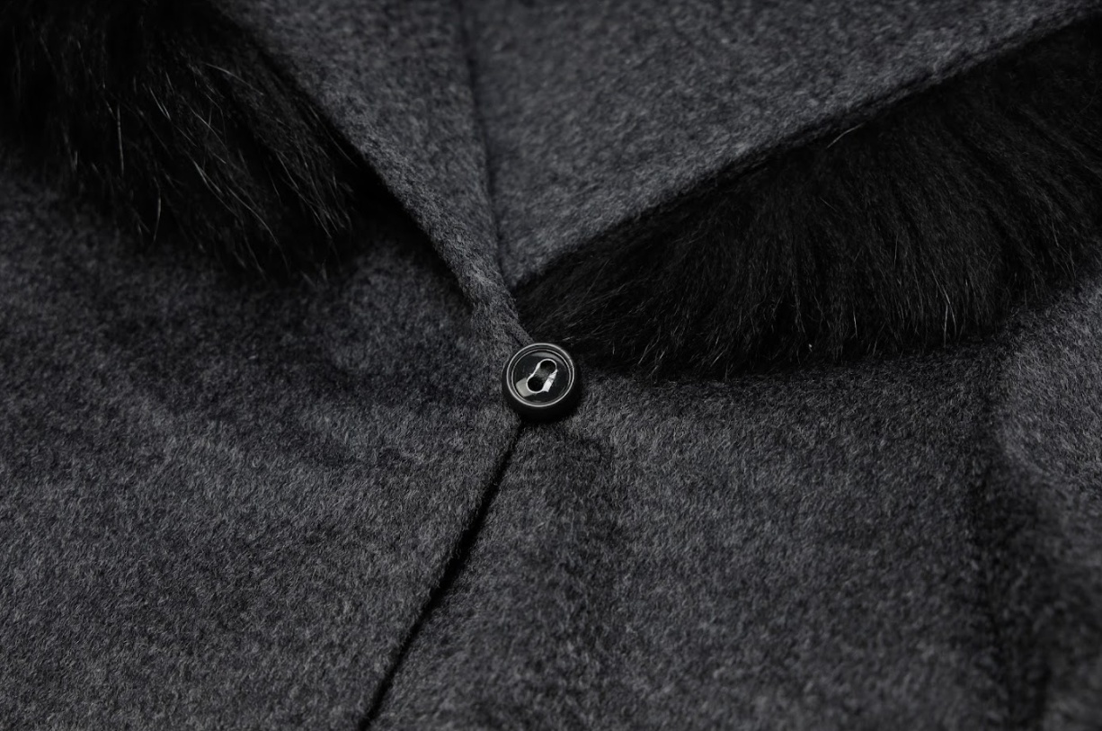Max Mara Woolly Collar Hooded Coat In Gray